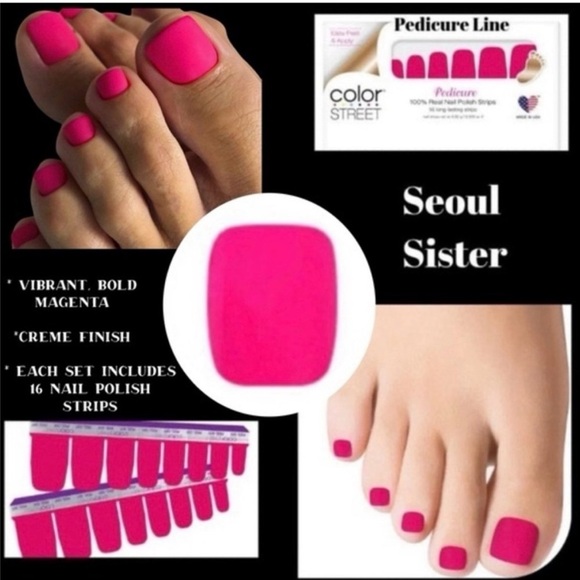 Color Street Pedicure Nail Polish Strips - Vibrant Pink - Picture 2 of 3